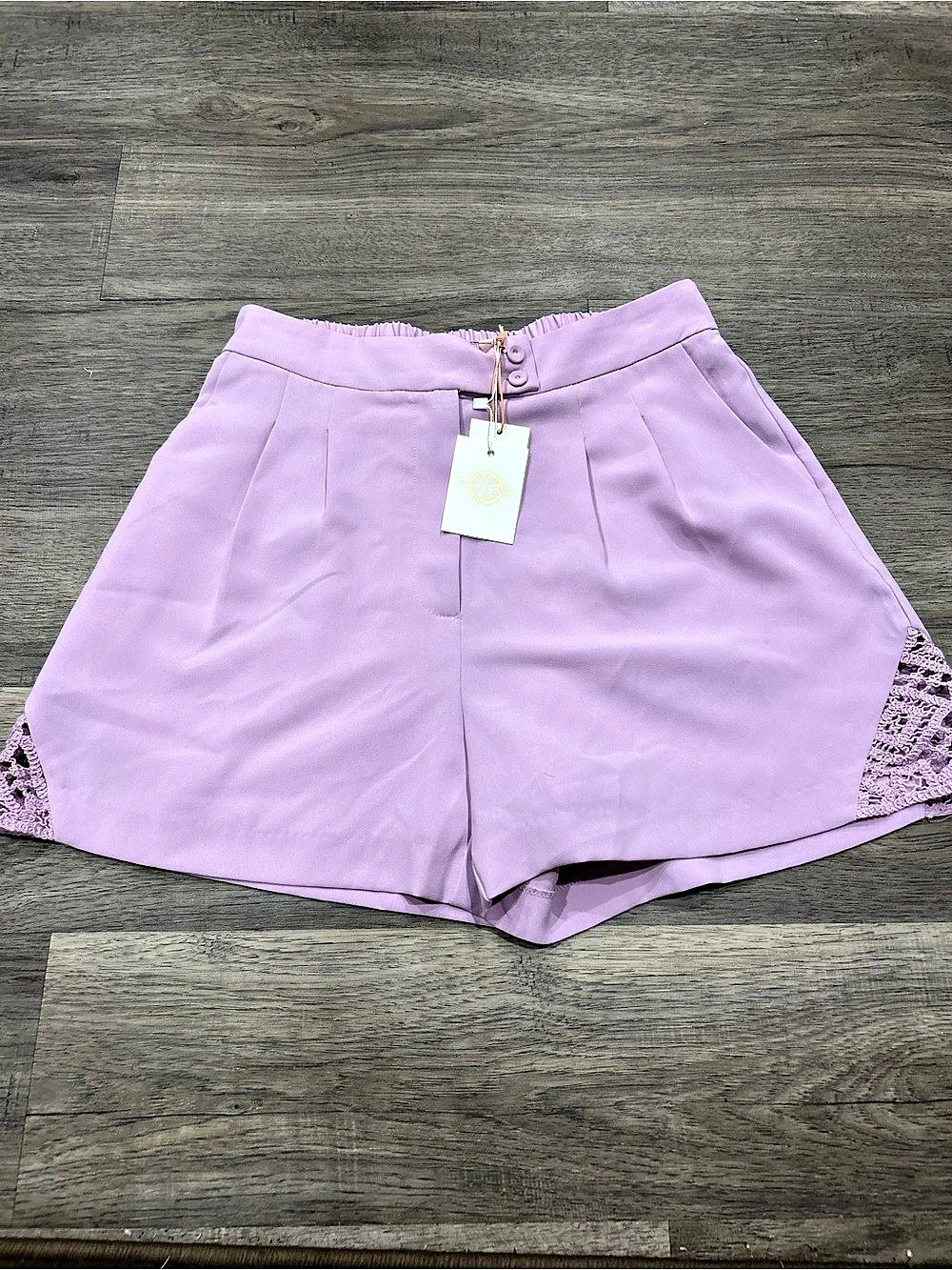 Skies Are Blue Lovely in Lace Shorts Purple